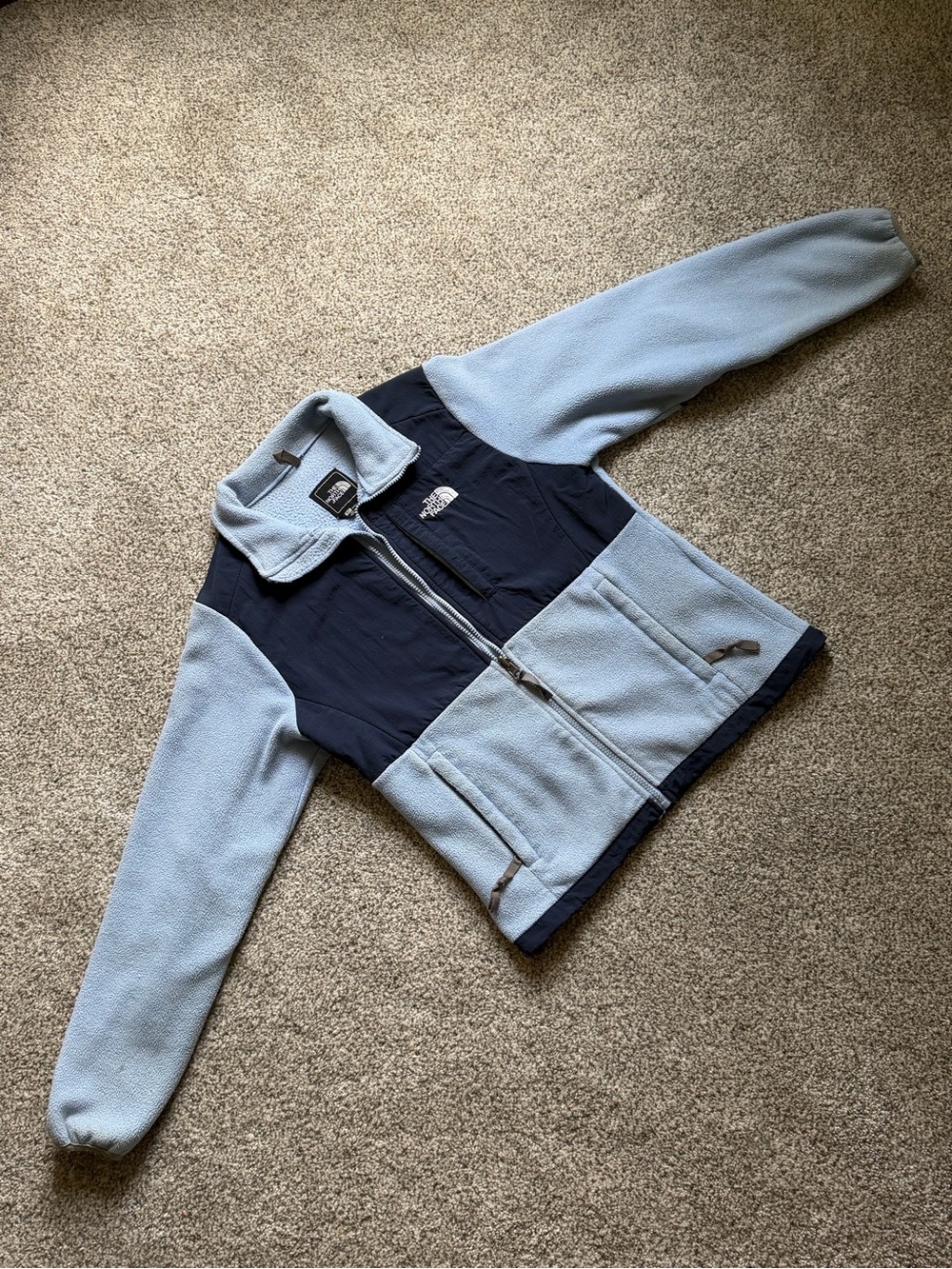 The North Face Two-Tone Light Blue and Navy Fleece Jacket